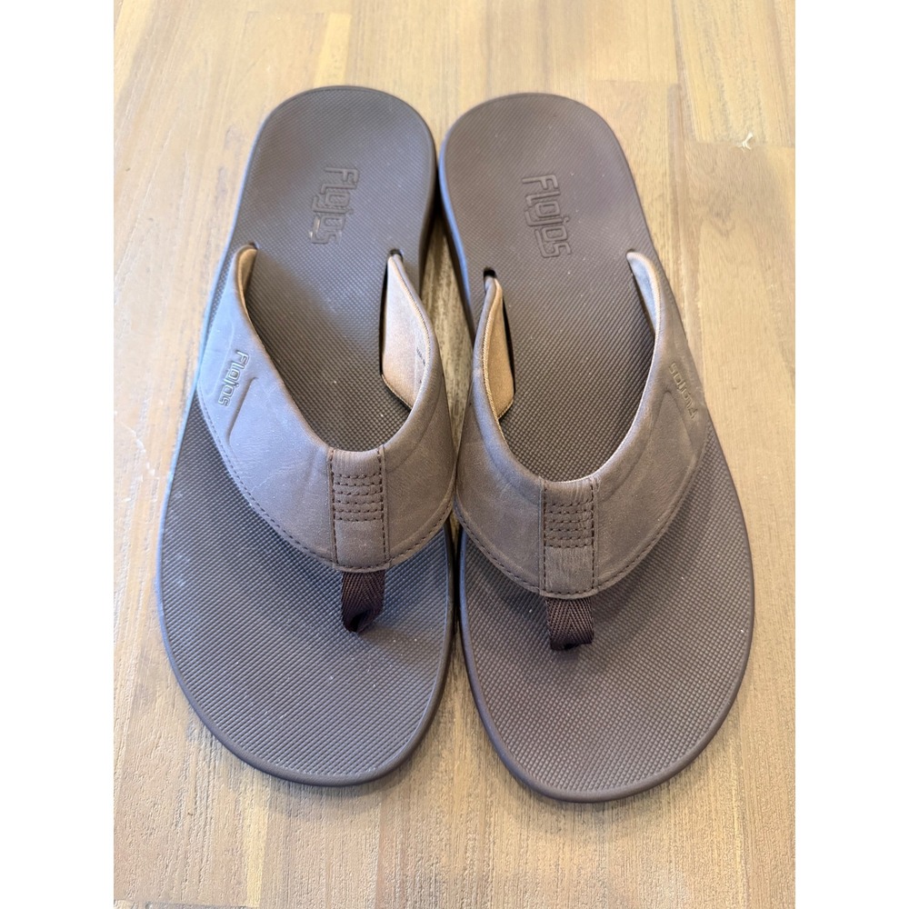 Flojos Men's Flip Flops Sandals Brown Size 13 Rubber‎ Thong Strap Casual